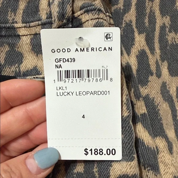 Good American Leopard Print Wide Leg Pants - Tan & Black - Picture 3 of 8